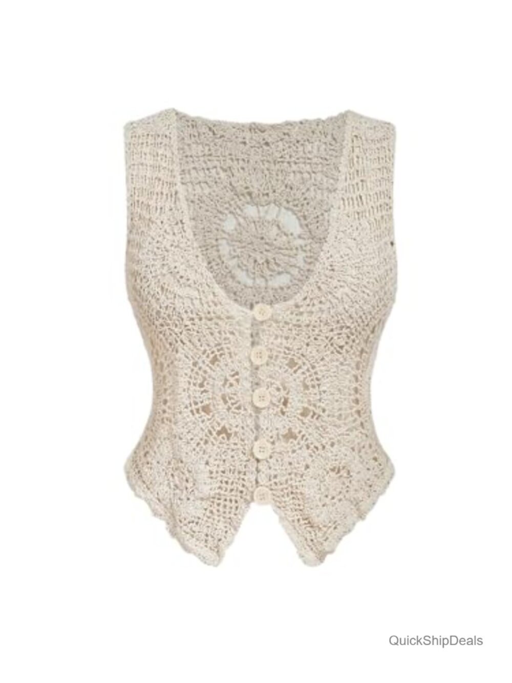 Plus Size Boho Crochet Sweater Vest Western Country Loose Fit V Neck